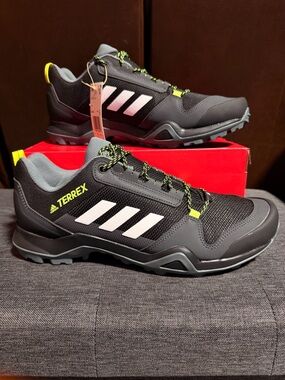 adidas Terrex Men's Black White Trail Running Shoes with Neon Yellow Accents